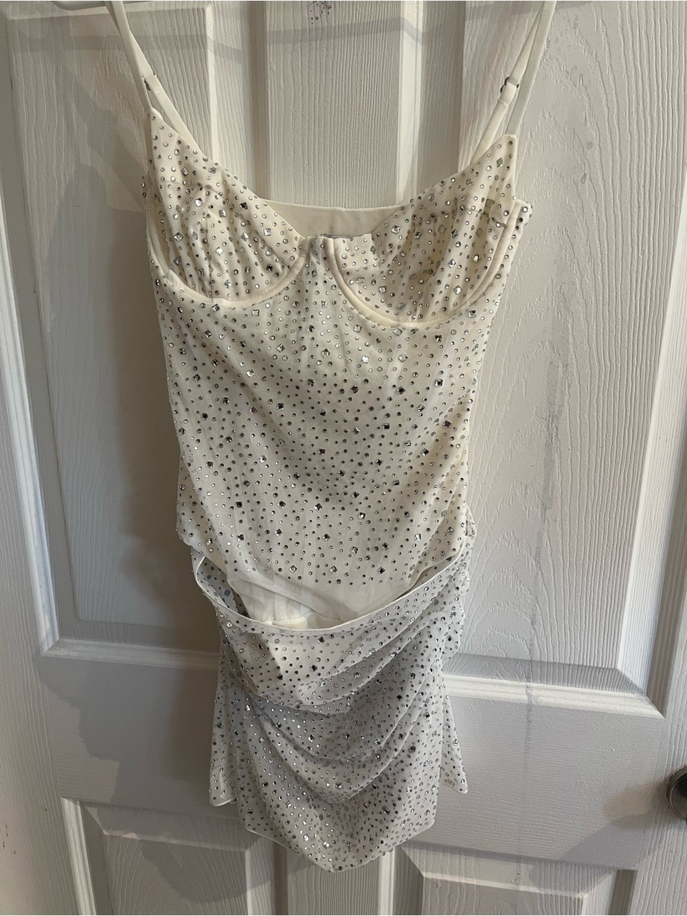 NEW Oh Polly Mini Dress White Rhinestone Connie Corset Bodysuit size US 2 - Picture 3 of 8